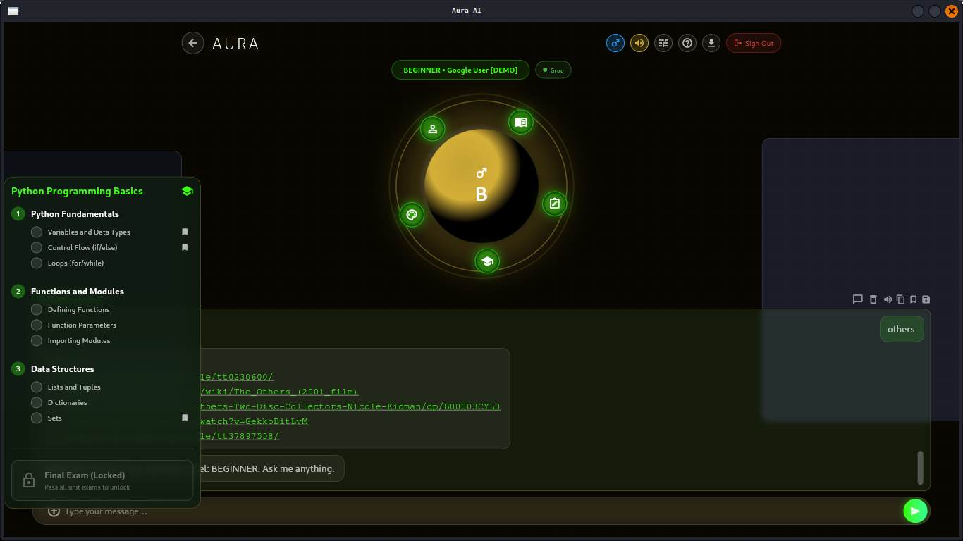 Aura AI screen